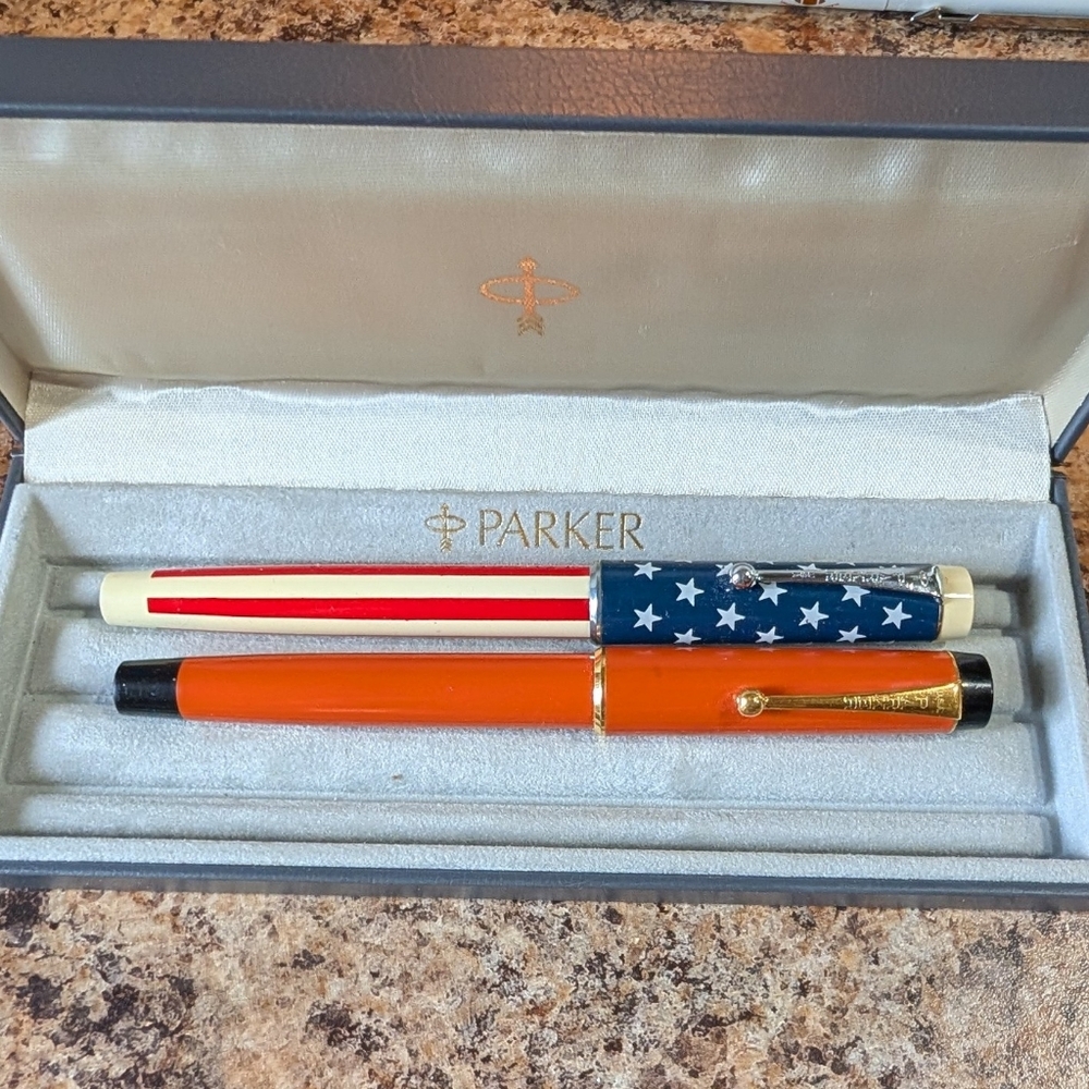 Two Parker duofold Ballpoint Pens